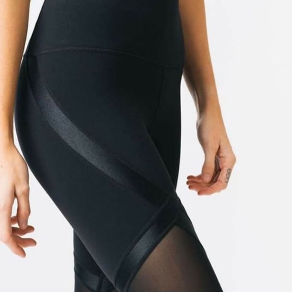 Zyia Black mesh Ribbon leggings. (Size 2)